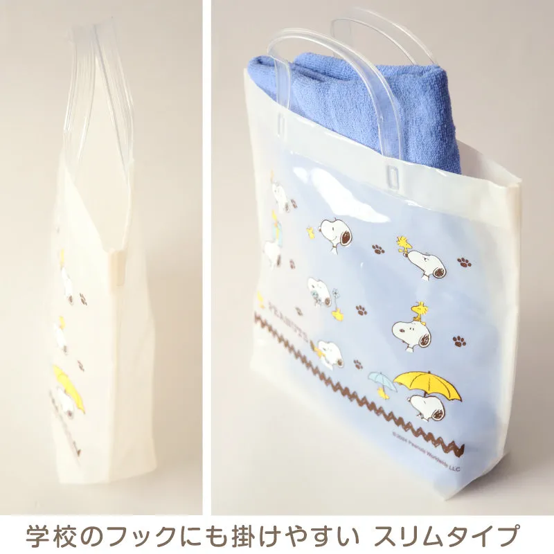 PEANUTS プールバッグ 手提げバッグ スヌーピー・ウッドストック 約32×23×10cm ビーチバッグ ビニールバッグ スイムバッグ ショルダー 子供 水泳 水着入れ スポーツ サブバッグ