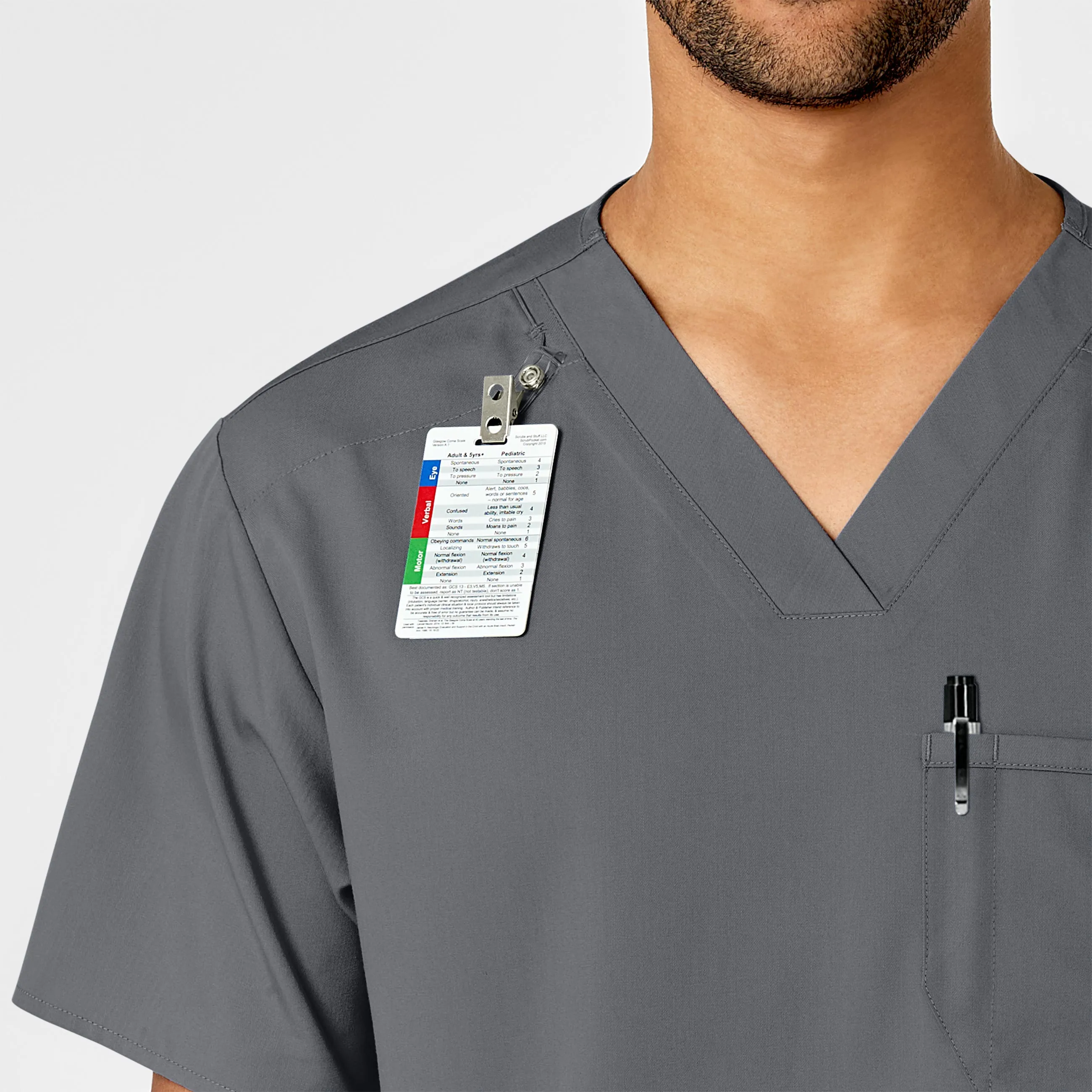 PRO Men's V-Neck Scrub Top - Pewter