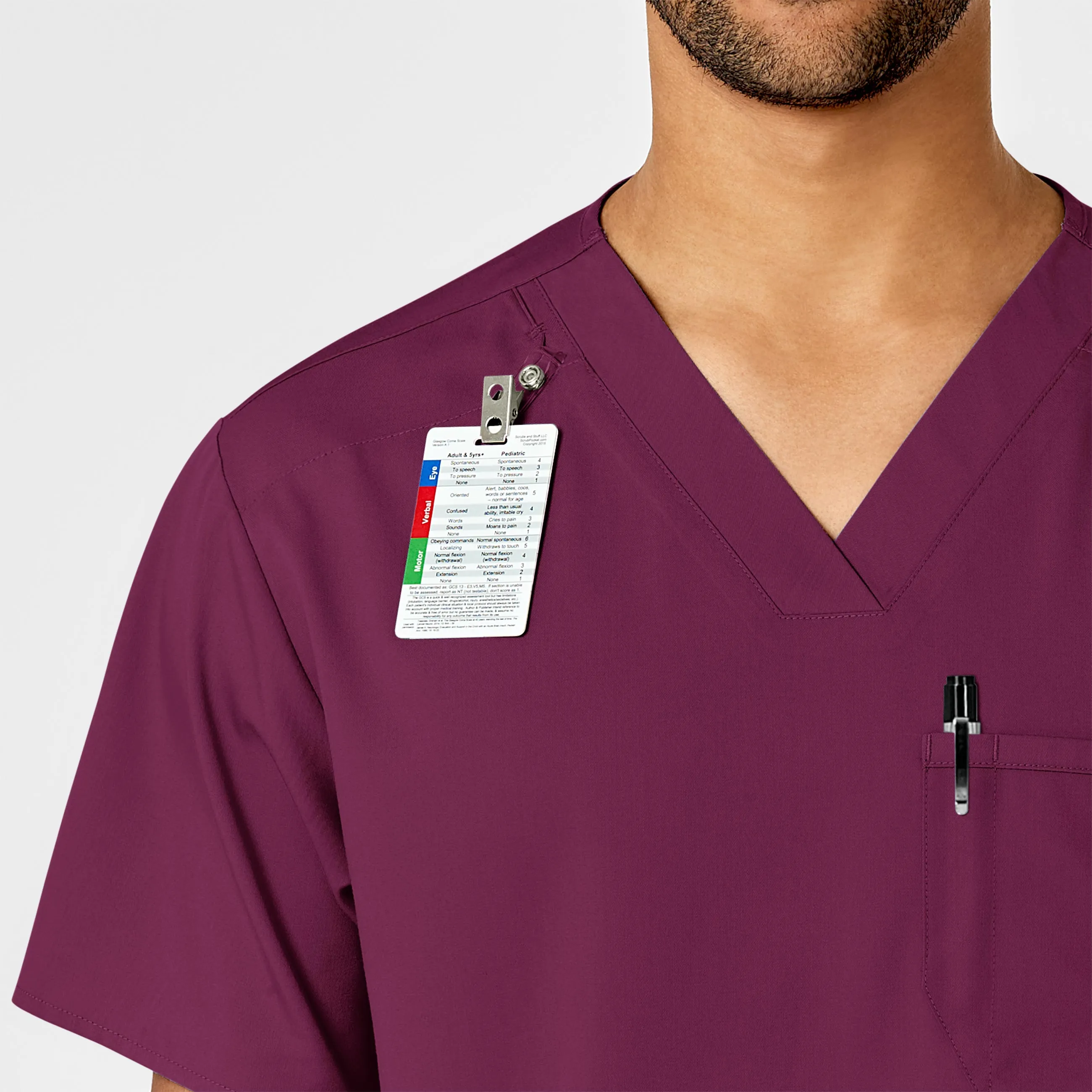 PRO Men's V-Neck Scrub Top - Wine