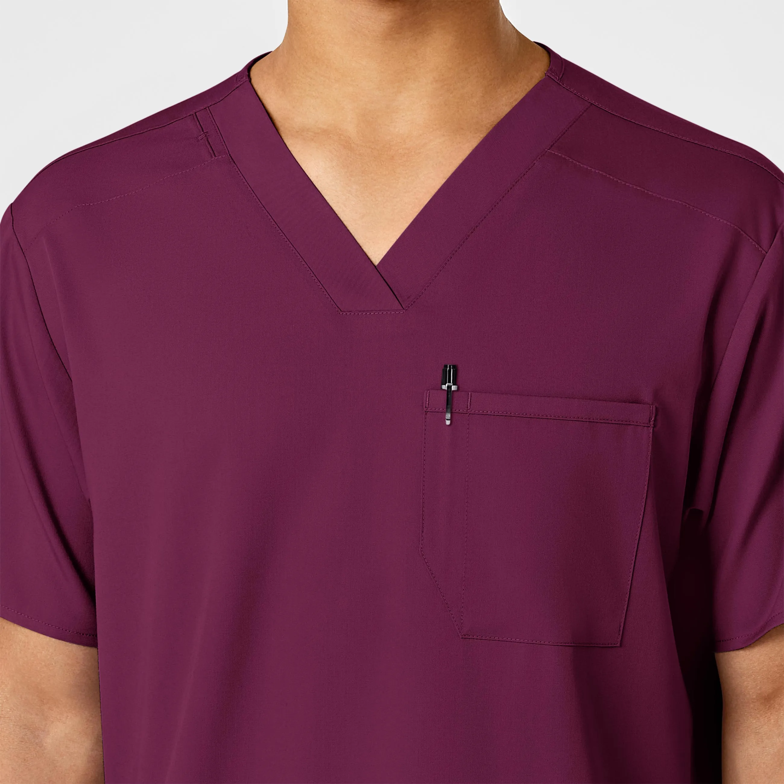 PRO Men's V-Neck Scrub Top - Wine