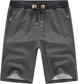 QPNGRP Mens Shorts Casual Drawstring Zipper Pockets Elastic Waist