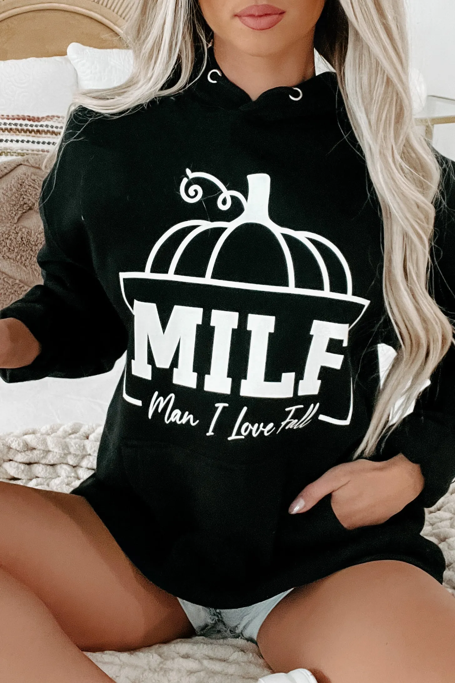 "Man I Love Fall" Graphic Hoodie (Black) - Print On Demand