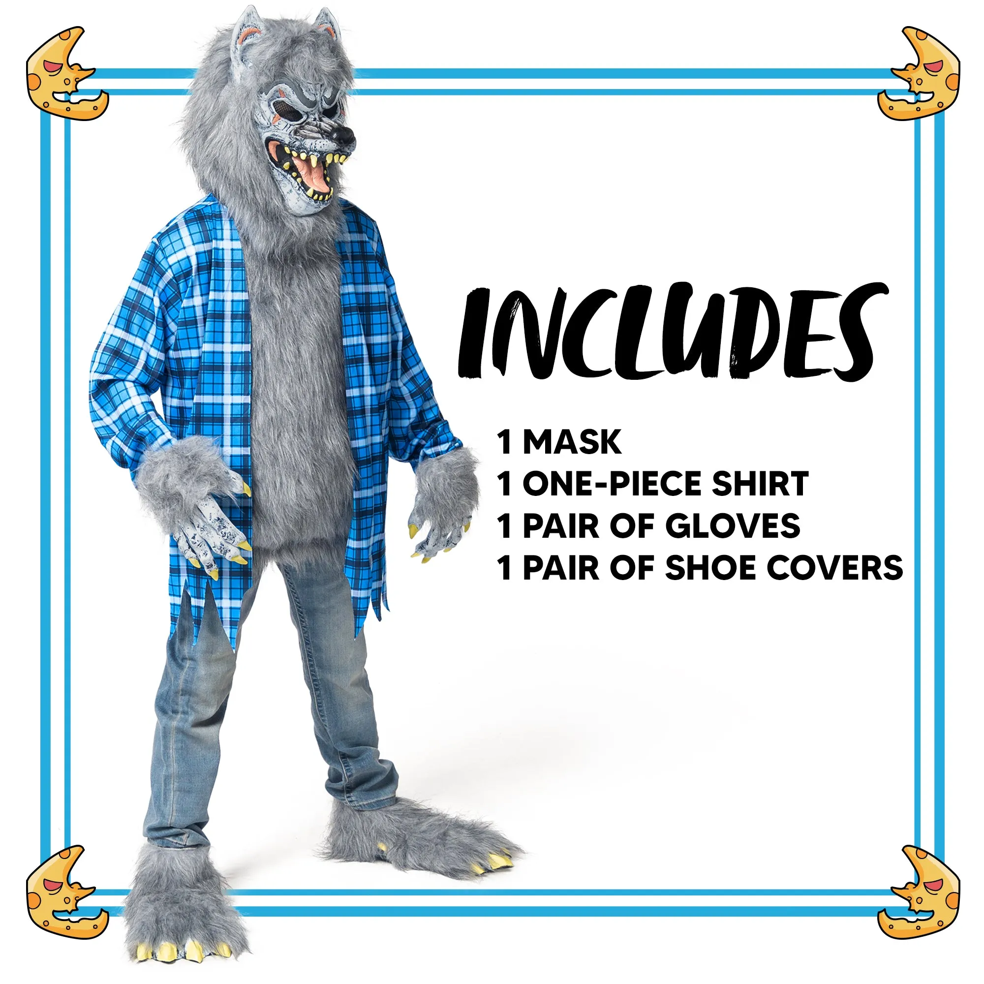 Ragged Werewolf Costume, Blue - Child