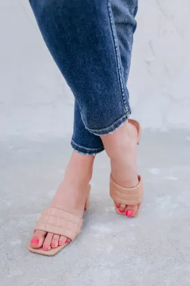 Retro Squared Toe Slides - Nude