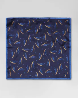 Silk Navy Printed Pocket Square - Rosemerry