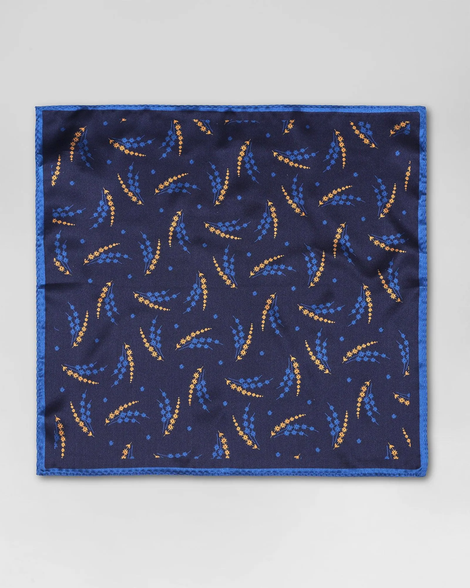 Silk Navy Printed Pocket Square - Rosemerry