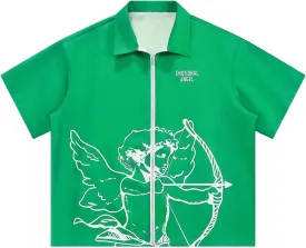 SOLY HUX Men's Summer Zip Up Graphic Tees Short Sleeve Hawaiian Tshirts Lapel Collar Tops