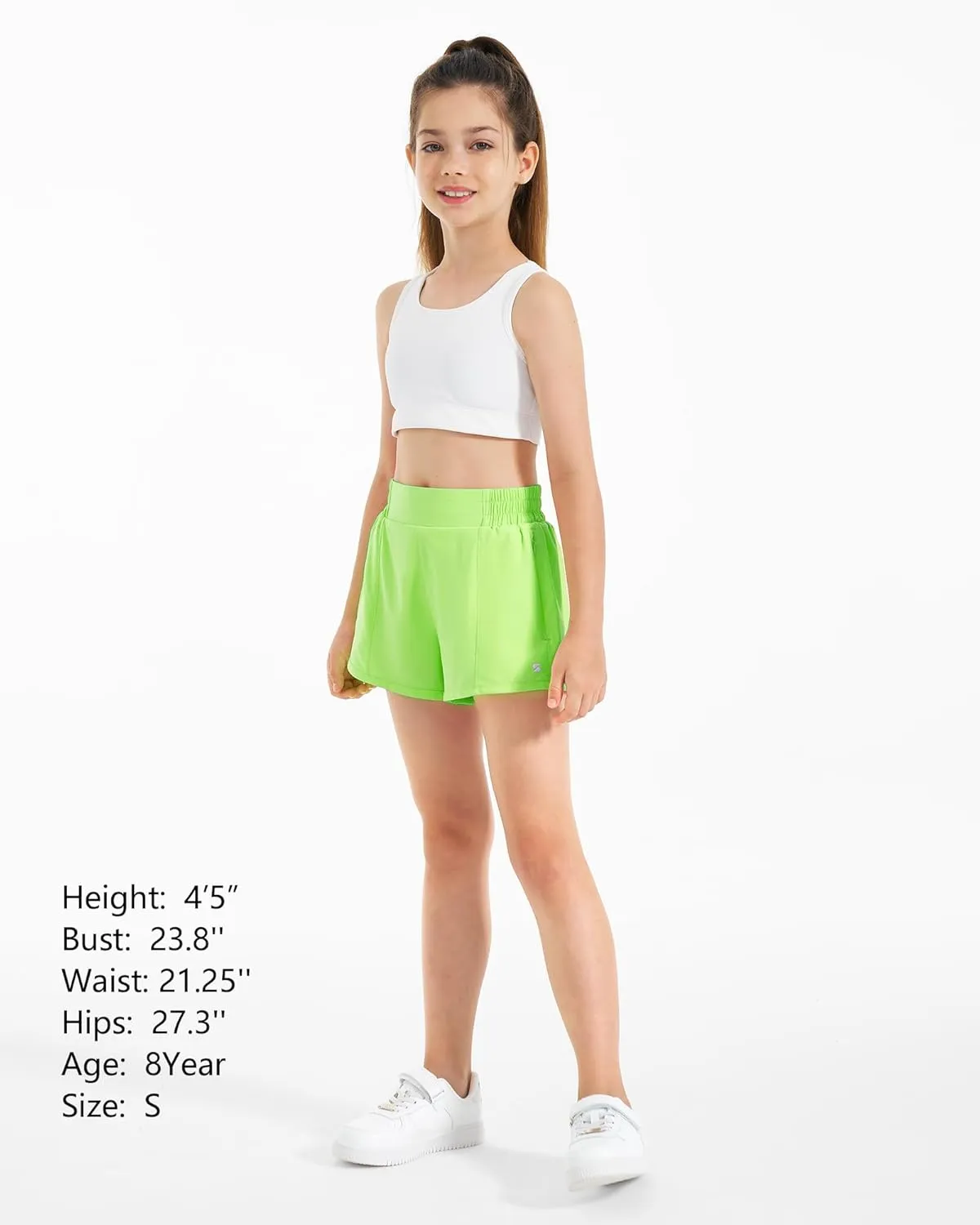 Stelle Girl's Athletic Shorts with Liner Zipper Pockets Elastic Waist Running Shorts Sports Active Shorts for Teen Kids