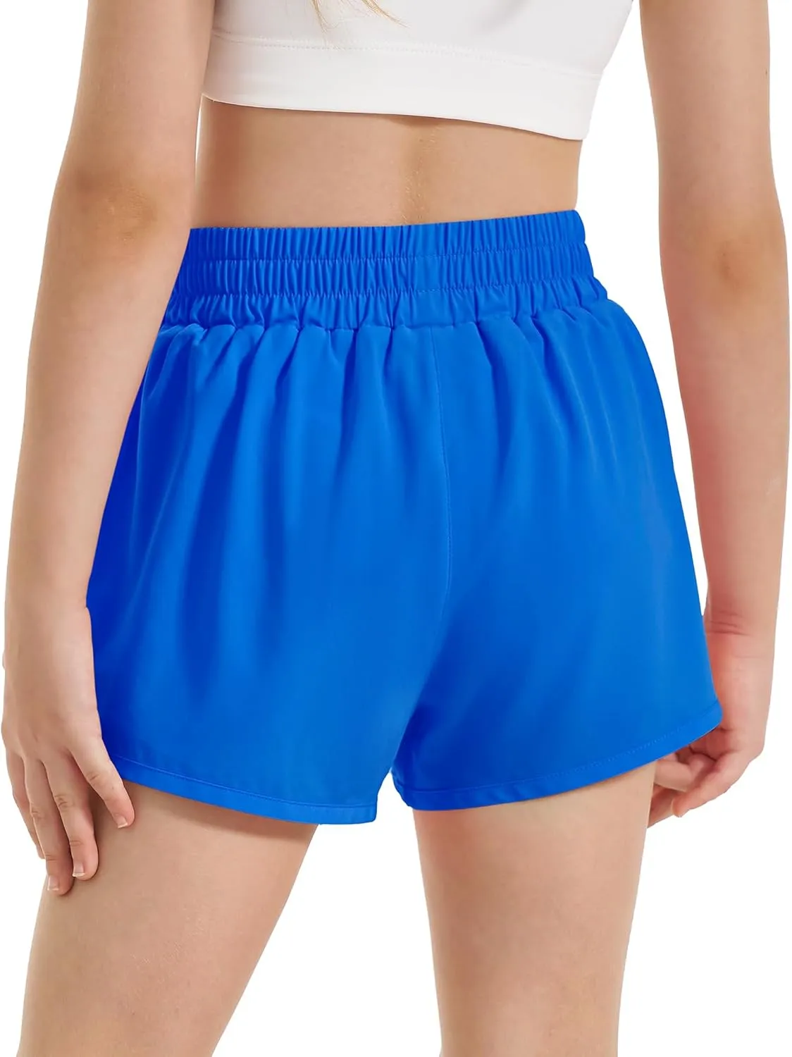 Stelle Girl's Athletic Shorts with Liner Zipper Pockets Elastic Waist Running Shorts Sports Active Shorts for Teen Kids