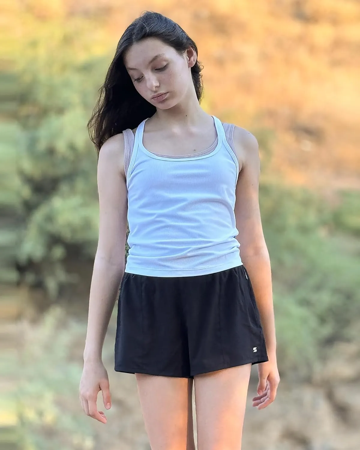 Stelle Girl's Athletic Shorts with Liner Zipper Pockets Elastic Waist Running Shorts Sports Active Shorts for Teen Kids