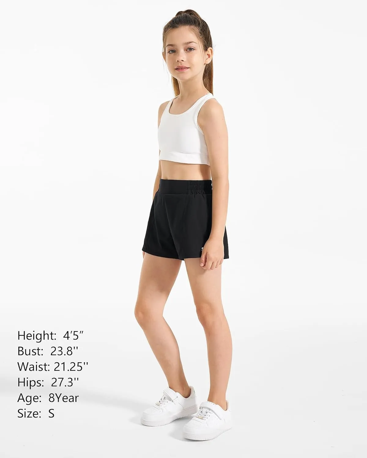 Stelle Girl's Athletic Shorts with Liner Zipper Pockets Elastic Waist Running Shorts Sports Active Shorts for Teen Kids