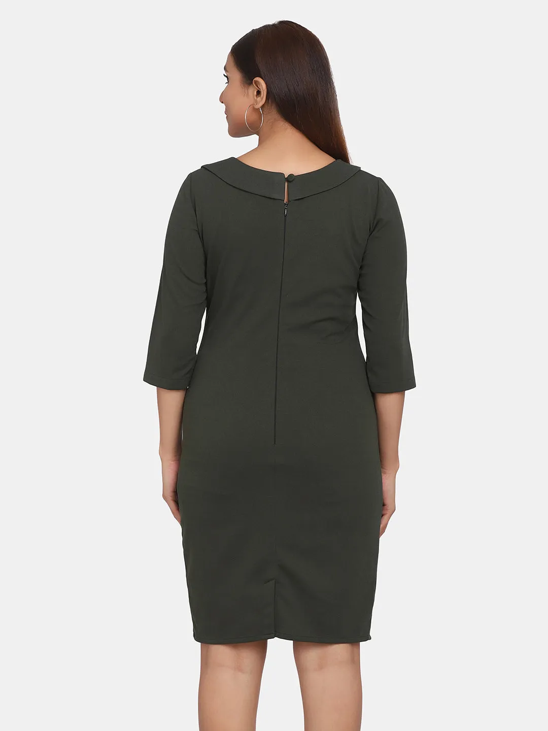 Stretch Evening Dress for Women - Olive Green