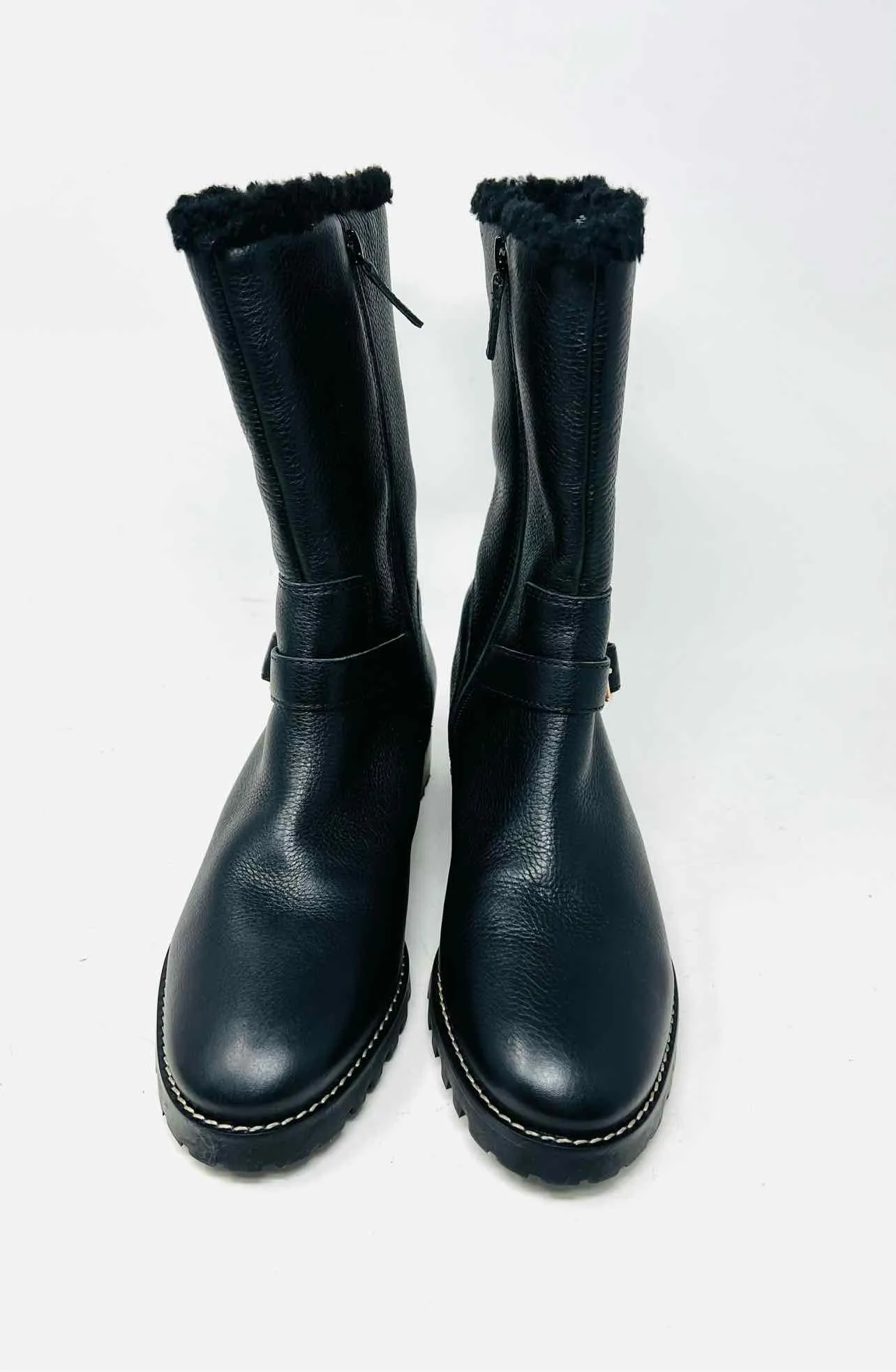 Talbots Size 8.5 Black/Silver Buckle(s) Pebbled W/ BOX!!! Shoes Boots