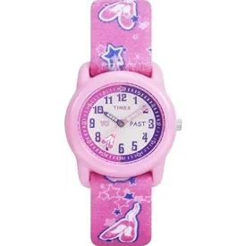 Timex Kids' Ballerina Time Teacher Analog Quartz Pink Resin and Nylon Watch T7B151