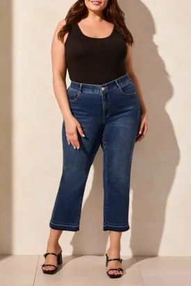 Tribal Ladies Stormy Blue Size Inclusive Sophia Curvy Micro Flare Crop Jeans