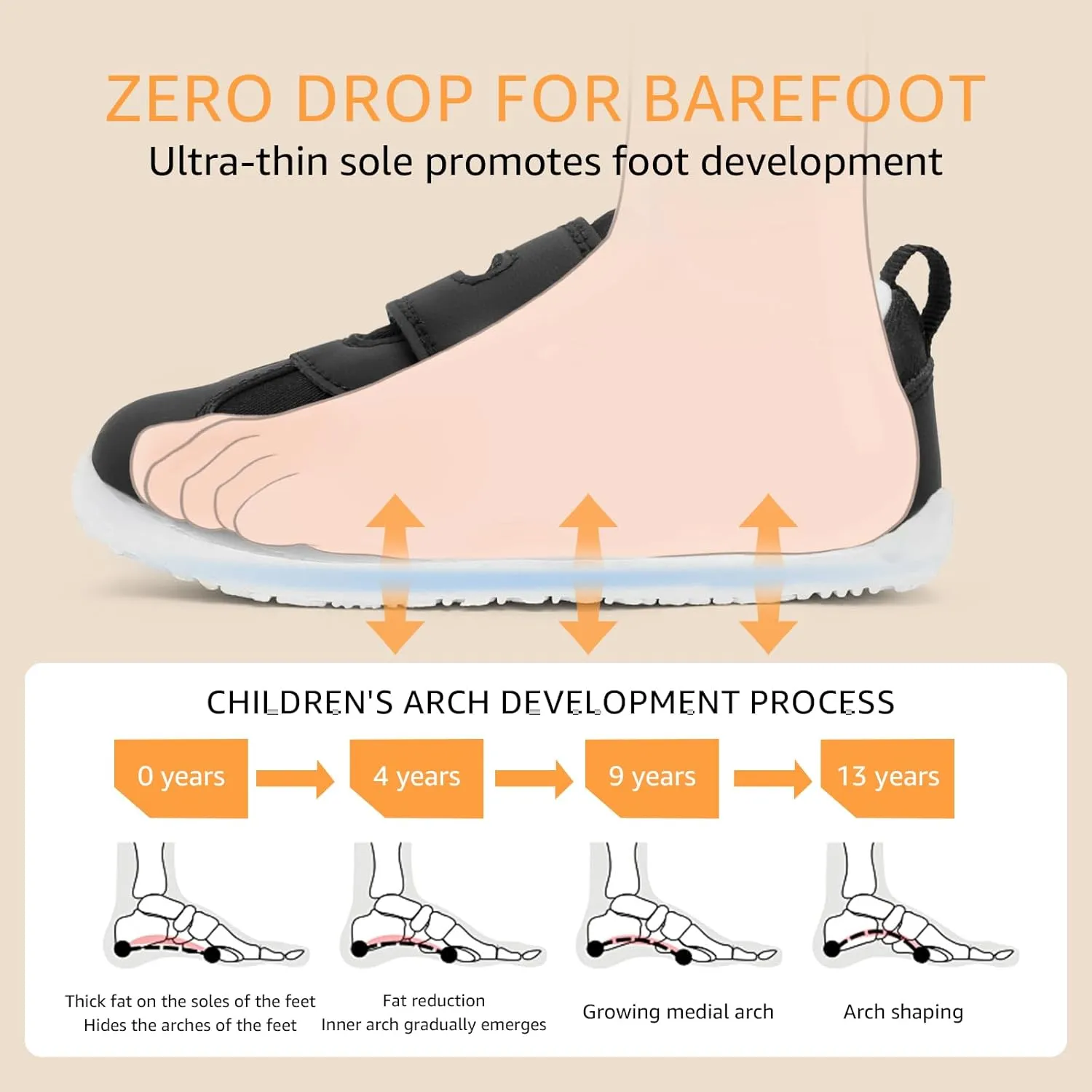 Wide Toe Box Toddler Shoes Zero Drop Boys Girls Barefoot Shoe Non-Slip Little Kids Sneakers for First Walking