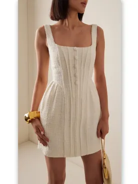 Women’s Boucle Tweed Peplum Mini Dress In White