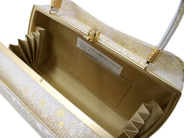 Women's Japanese kimono zori sandals and silk bag set for TEA ceremony【Gold, silver】