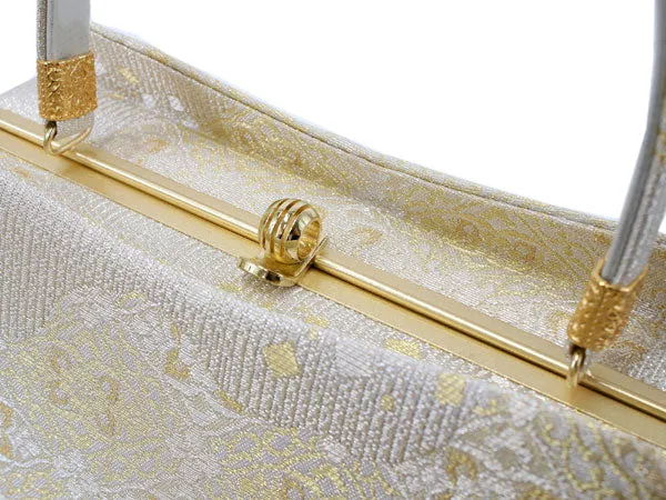Women's Japanese kimono zori sandals and silk bag set for TEA ceremony【Gold, silver】