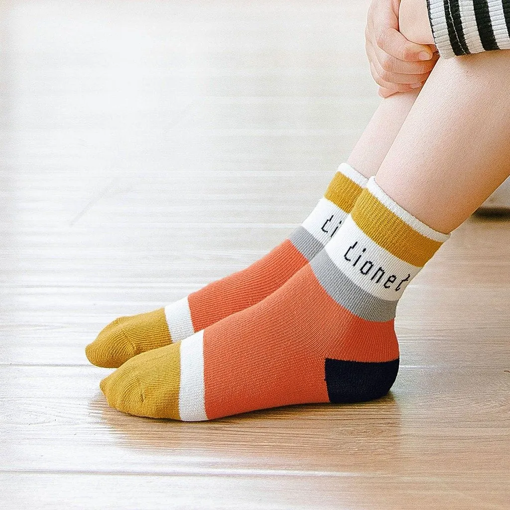 ZFSOCK Cute Lion Design Children's Crew Socks for Boys, 5 Pairs